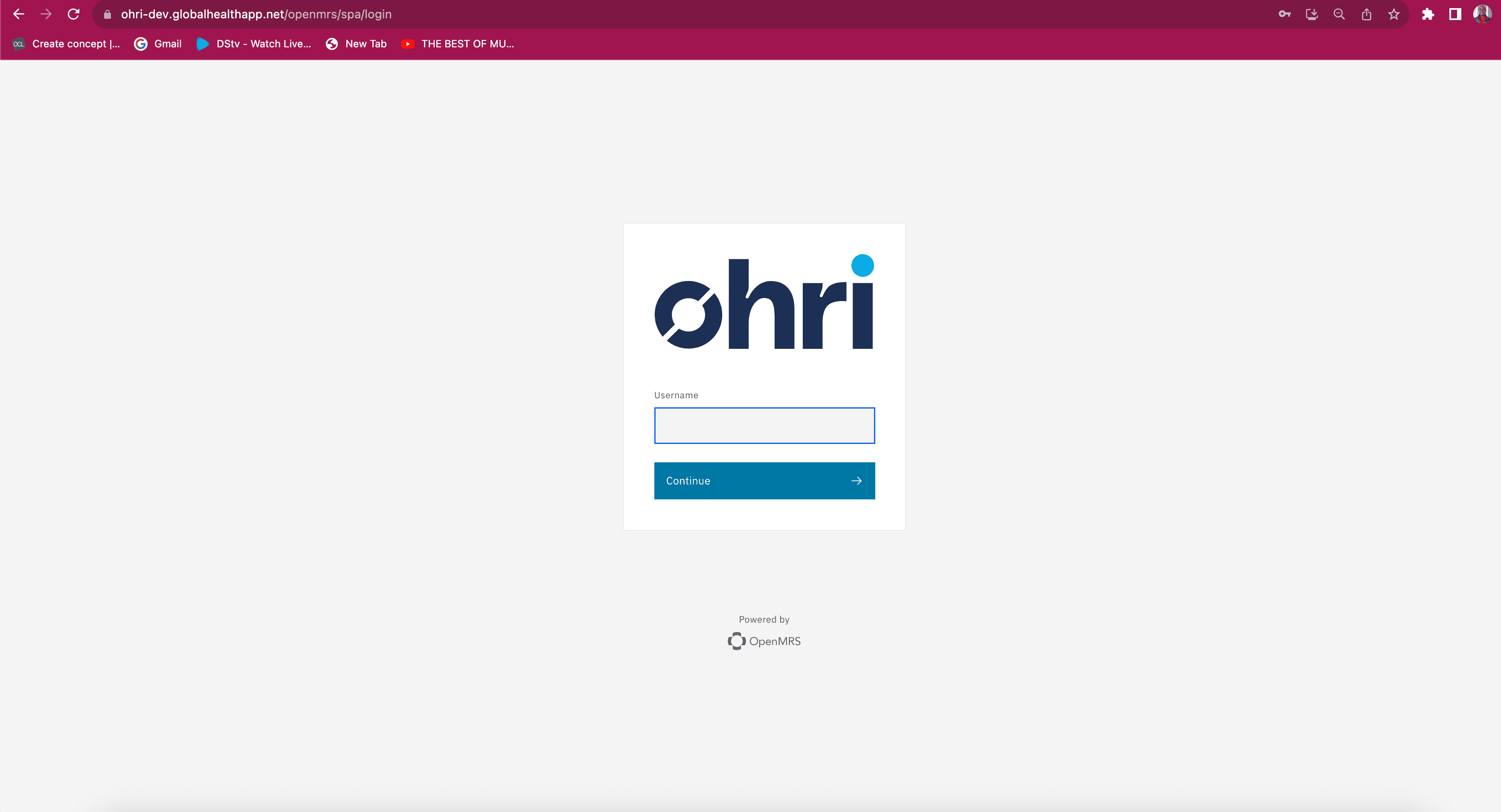 Login page